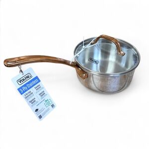 Viking 3-Ply Stainless 2.25 Qt Saucepan
Glass Lid Copper Handle Induction NEW